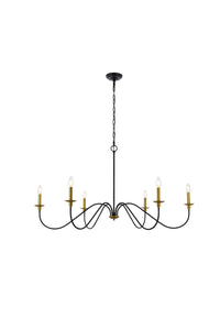 Elegant Lighting - LD5056D48BRB - Six Light Chandelier - Rohan - Brass and Black
