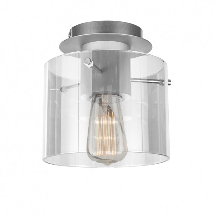 Artcraft One Light Flush Mount from the Henley collection in Brushed Aluminum & Clear Glass finish