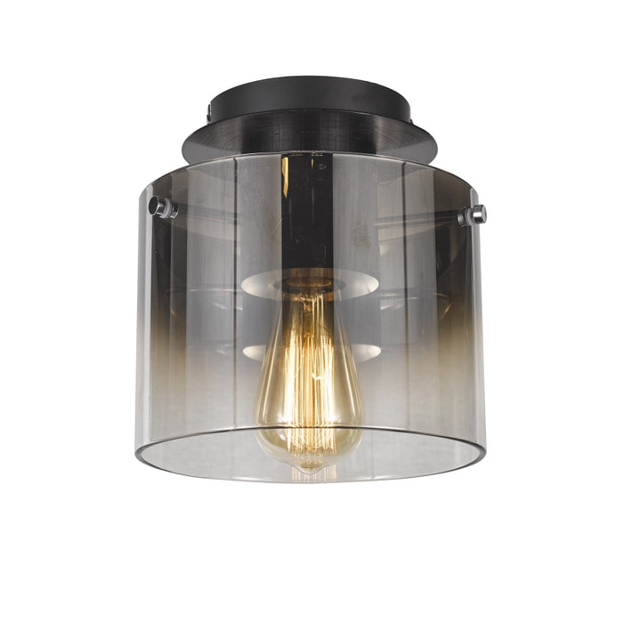 Artcraft One Light Flush Mount from the Henley collection in Satin Black & Smoke Glass finish