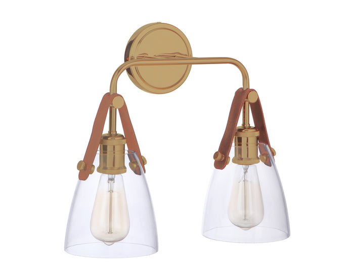 Craftmade Two Light Wall Sconce from the Hagen collection in Vintage Brass finish