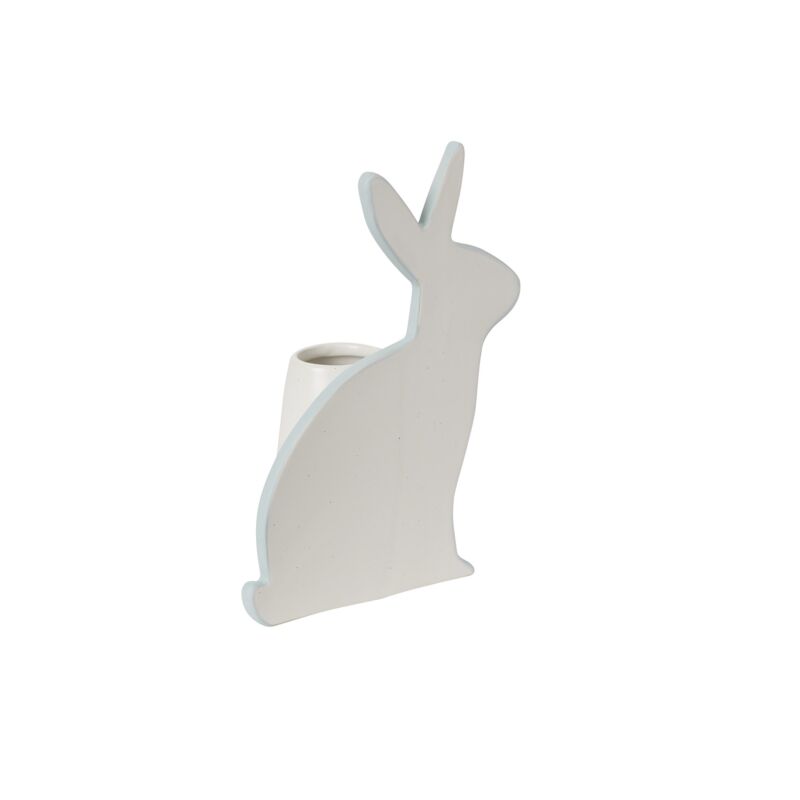 Design Shop White Simple Bunny Vase, 6.25" X 7.75".