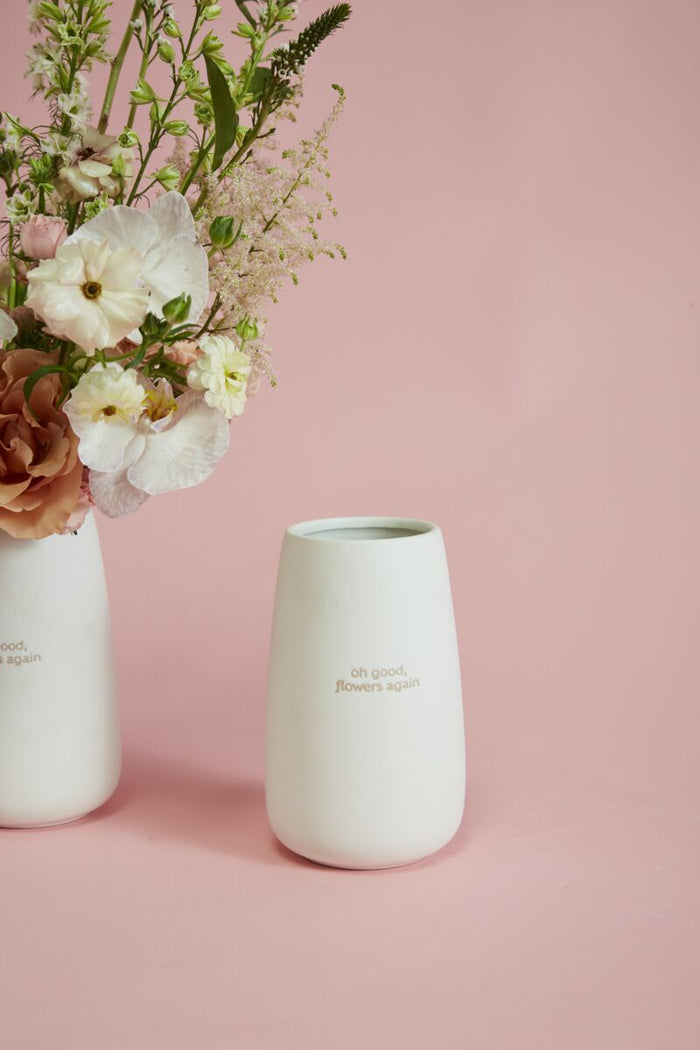 Design Shop Off-White Dear Mom Collection Vase, 4.75" X 8", Set of 2.