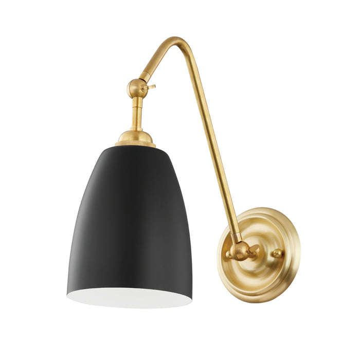 Hudson Valley One Light Wall Sconce from the Millwood collection in Aged Brass/Black finish