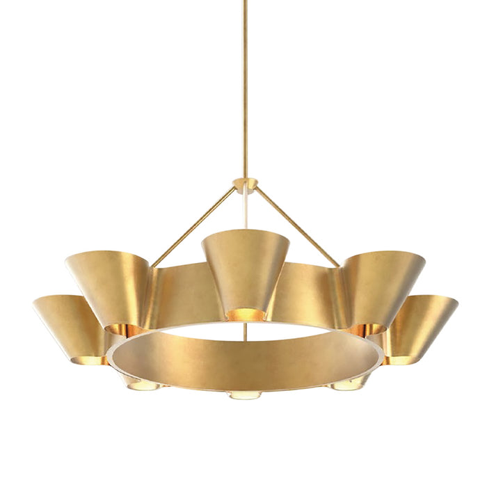 Hudson Valley Eight Light Chandelier from the Reeve collection in Vintage Gold Leaf finish