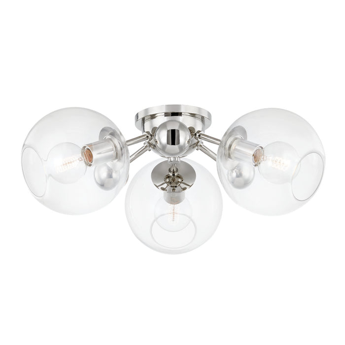 Hudson Valley Three Light Semi Flush Mount from the Abbott collection in Polished Nickel finish