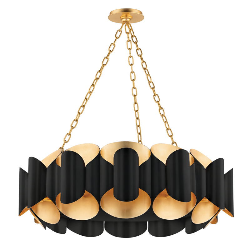 Hudson Valley - 8534-GL/BK - 12 Light Chandelier - Banks - Gold Leaf