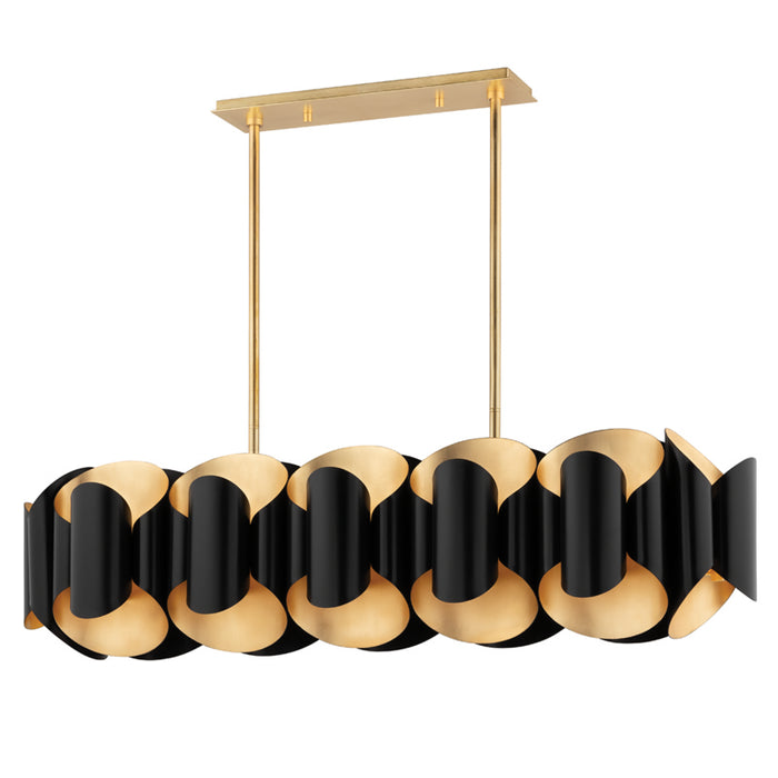 Hudson Valley 12 Light Island Pendant from the Banks collection in Gold Leaf/Black finish