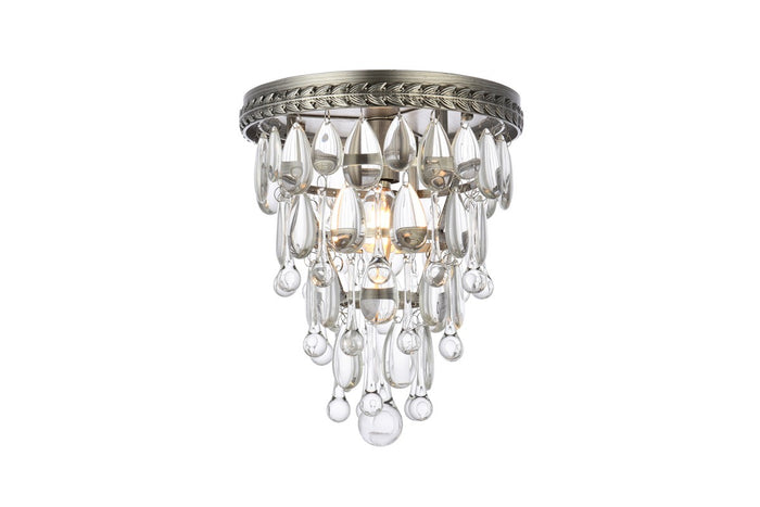 Elegant Lighting One Light Flush Mount from the Nordic collection in Antique Silver finish