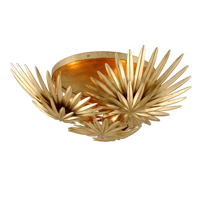 Corbett Lighting Three Light Semi Flush Mount from the Savvy collection in Vintage Gold Leaf finish