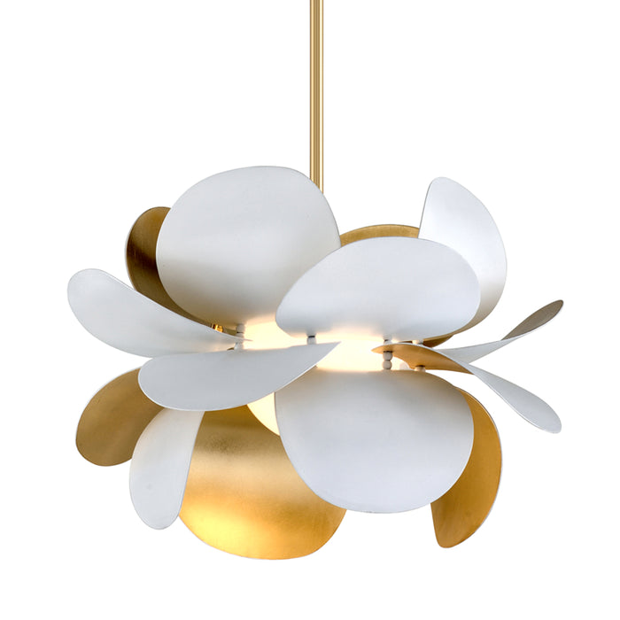 Corbett Lighting One Light Chandelier from the Ginger collection in Gold Leaf/White finish
