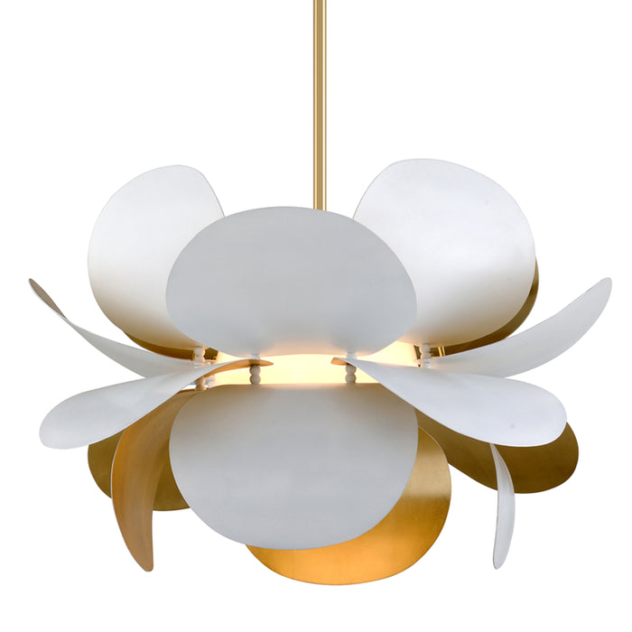 Corbett Lighting One Light Chandelier from the Ginger collection in White And Gold Leaf finish