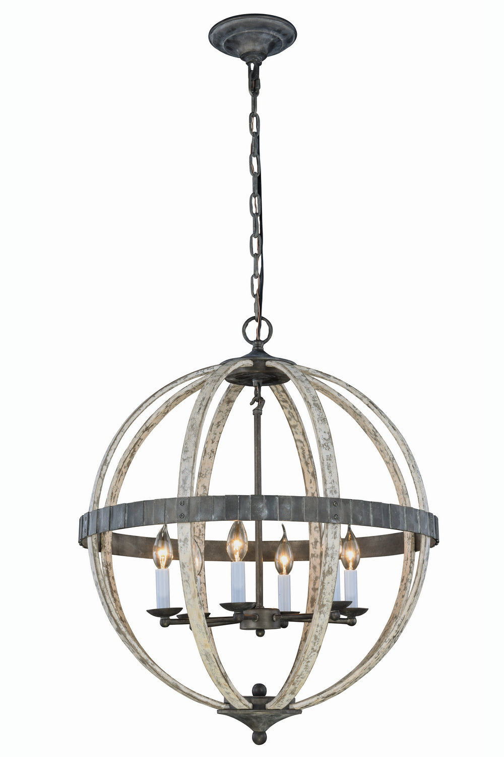 Elegant Lighting - 1503D24IW - Six Light Pendant - Orbus - Ivory Wash & Steel Grey
