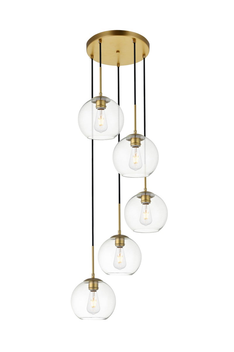 Elegant Lighting - LD2226BR - Five Light Pendant - BAXTER - Brass