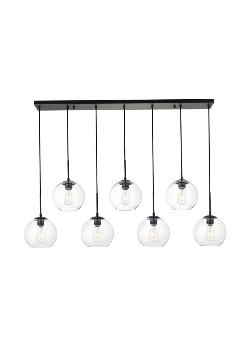 Elegant Lighting - LD2230BK - Seven Light Pendant - BAXTER - Black and Clear