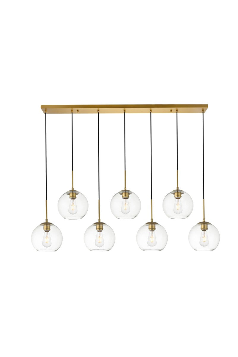 Elegant Lighting - LD2230BR - Seven Light Pendant - BAXTER - Brass and Clear