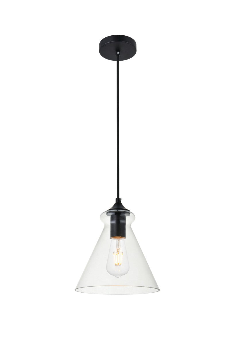 Elegant Lighting - LD2244BK - One Light Pendant - DESTRY - Black and Clear