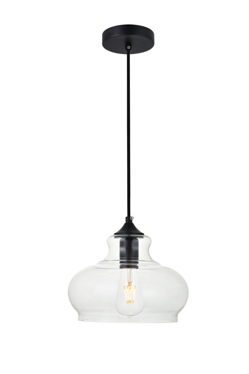 Elegant Lighting - LD2246BK - One Light Pendant - DESTRY - Black and Clear