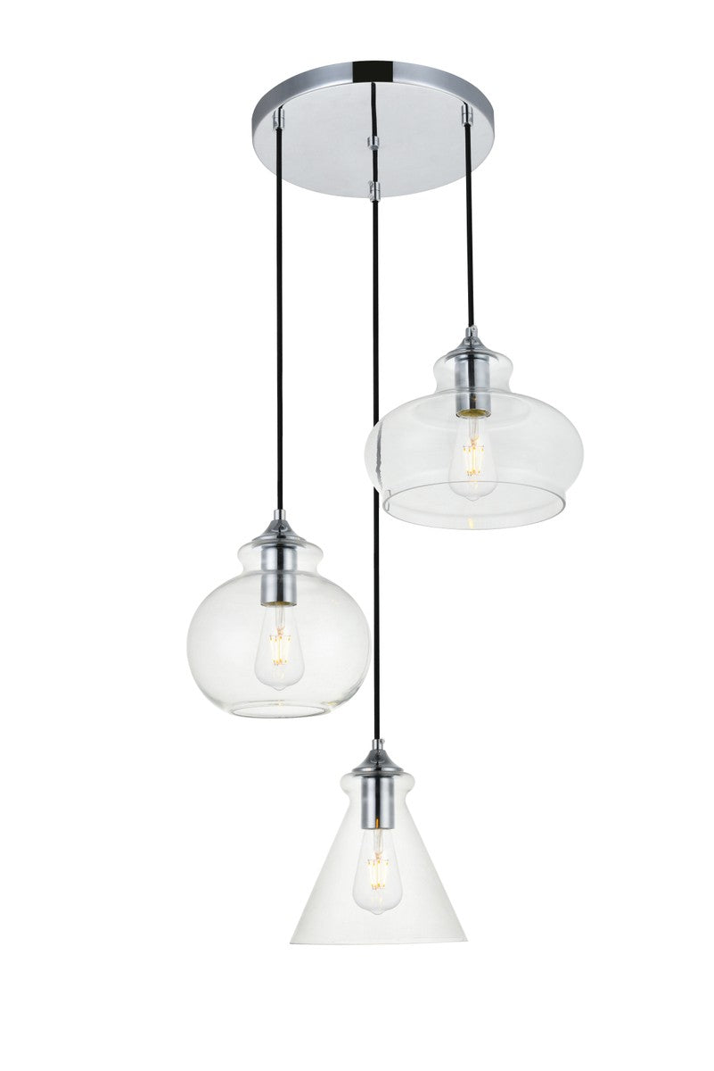 Elegant Lighting - LD2247C - Three Light Pendant - DESTRY - Chrome