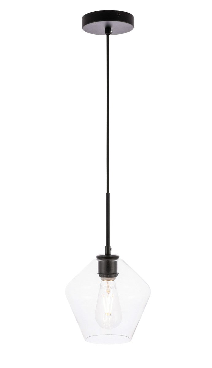 Elegant Lighting - LD2256BK - One Light Pendant - Gene - Black and Clear glass