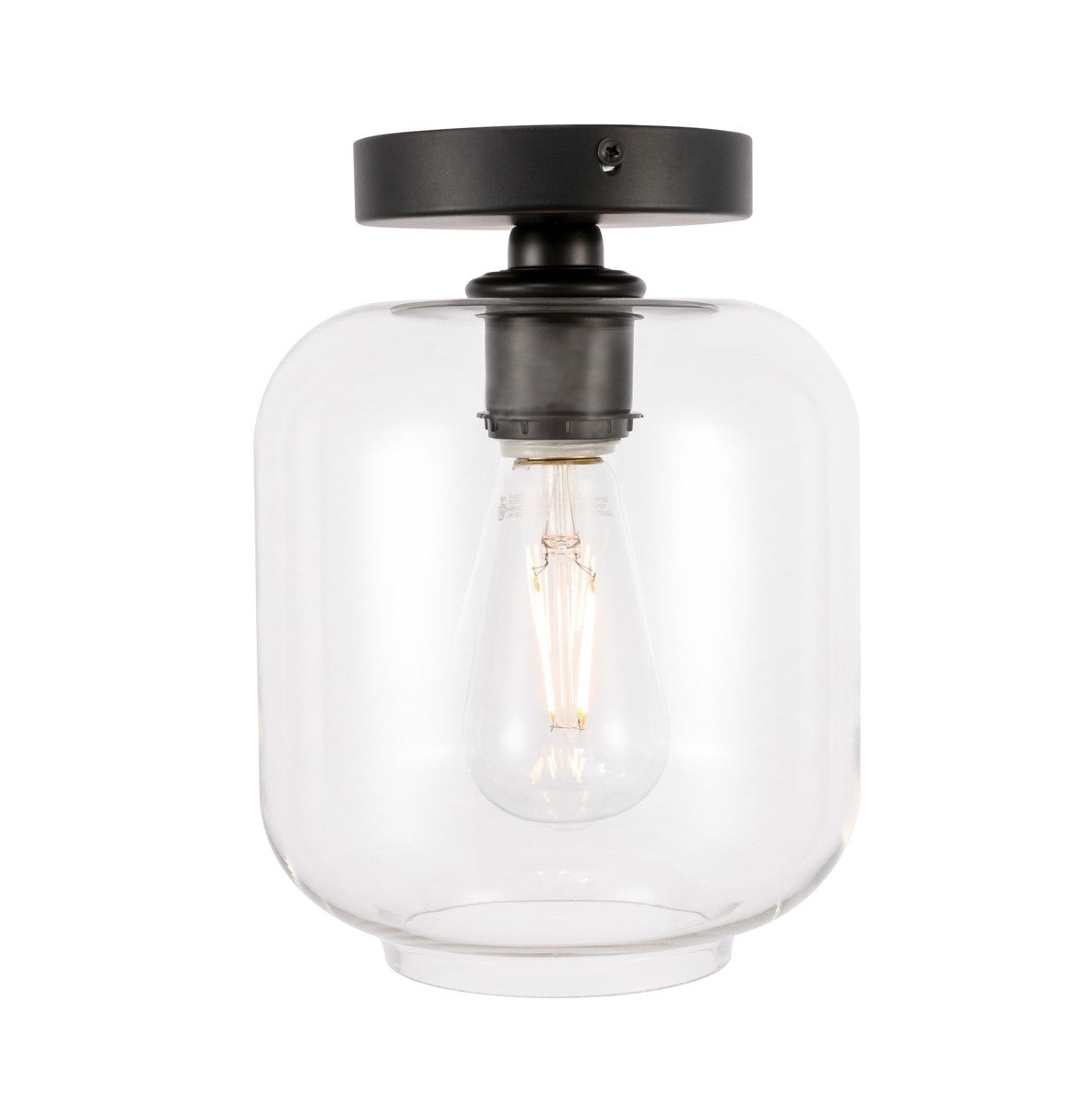 Elegant Lighting - LD2270BK - One Light Flush Mount - Collier - Black and Clear glass