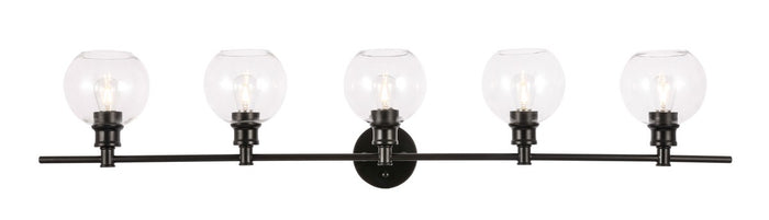 Elegant Lighting Five Light Wall Sconce from the Collier collection in Black And Clear Glass finish