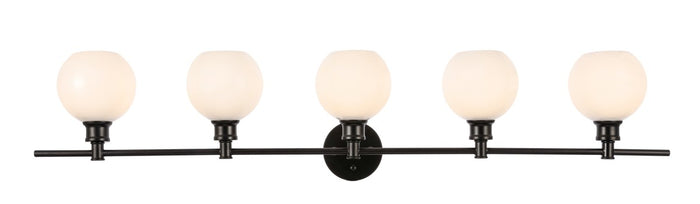 Elegant Lighting Five Light Wall Sconce from the Collier collection in Black And Frosted White Glass finish