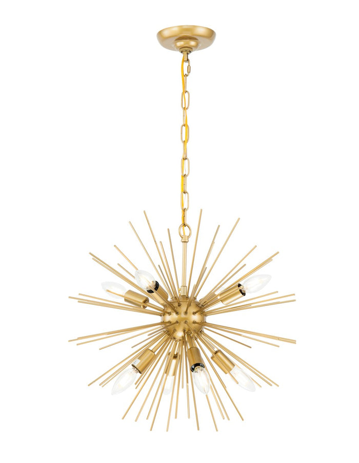Elegant Lighting Eight Light Pendant from the Timber collection in Brass finish