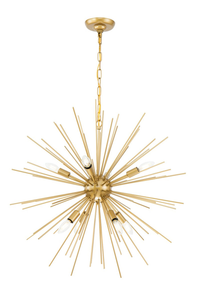 Elegant Lighting Eight Light Pendant from the Timber collection in Brass finish