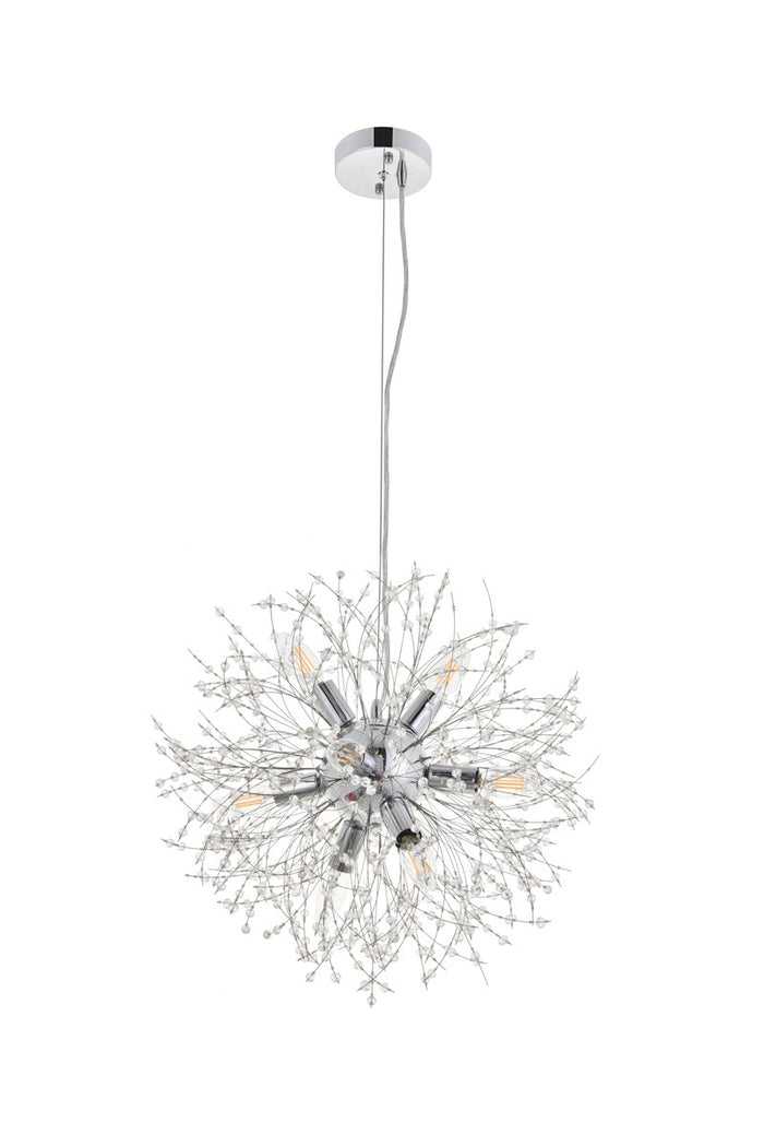 Elegant Lighting Eight Light Pendant from the Flores collection in Chrome And Clear finish