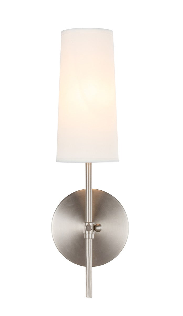 Elegant Lighting One Light Wall Sconce from the Mel collection in Burnished Nickel And White Shade finish