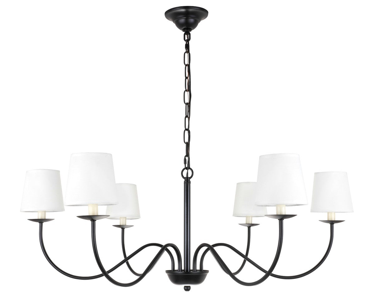 Elegant Lighting - LD6103D37BK - Six Light Chandelier - Eclipse - Black and White shade