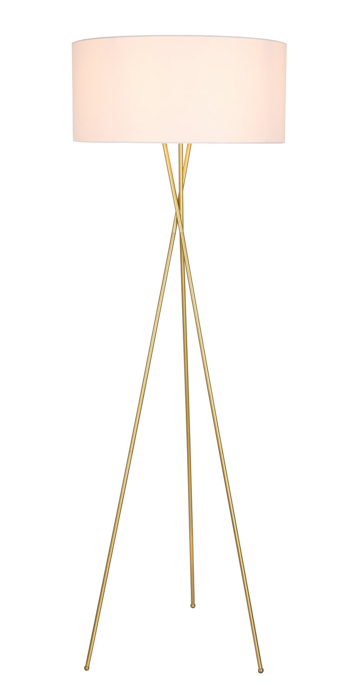 Elegant Lighting One Light Floor Lamp from the Cason collection in Brass And White Shade finish