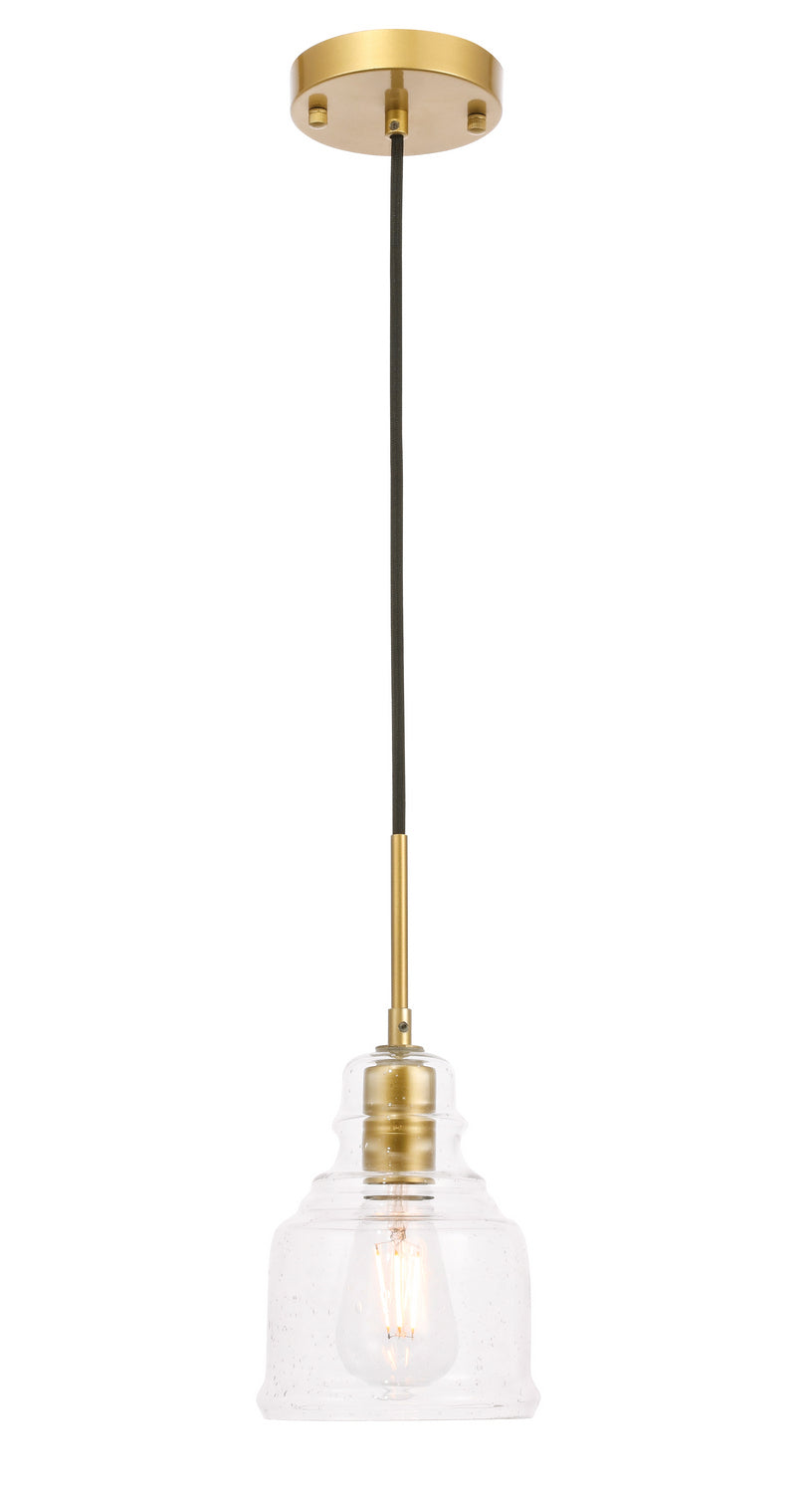 Elegant Lighting - LD6197BR - One Light Pendant - Pierce - Brass And Clear Seeded Glass