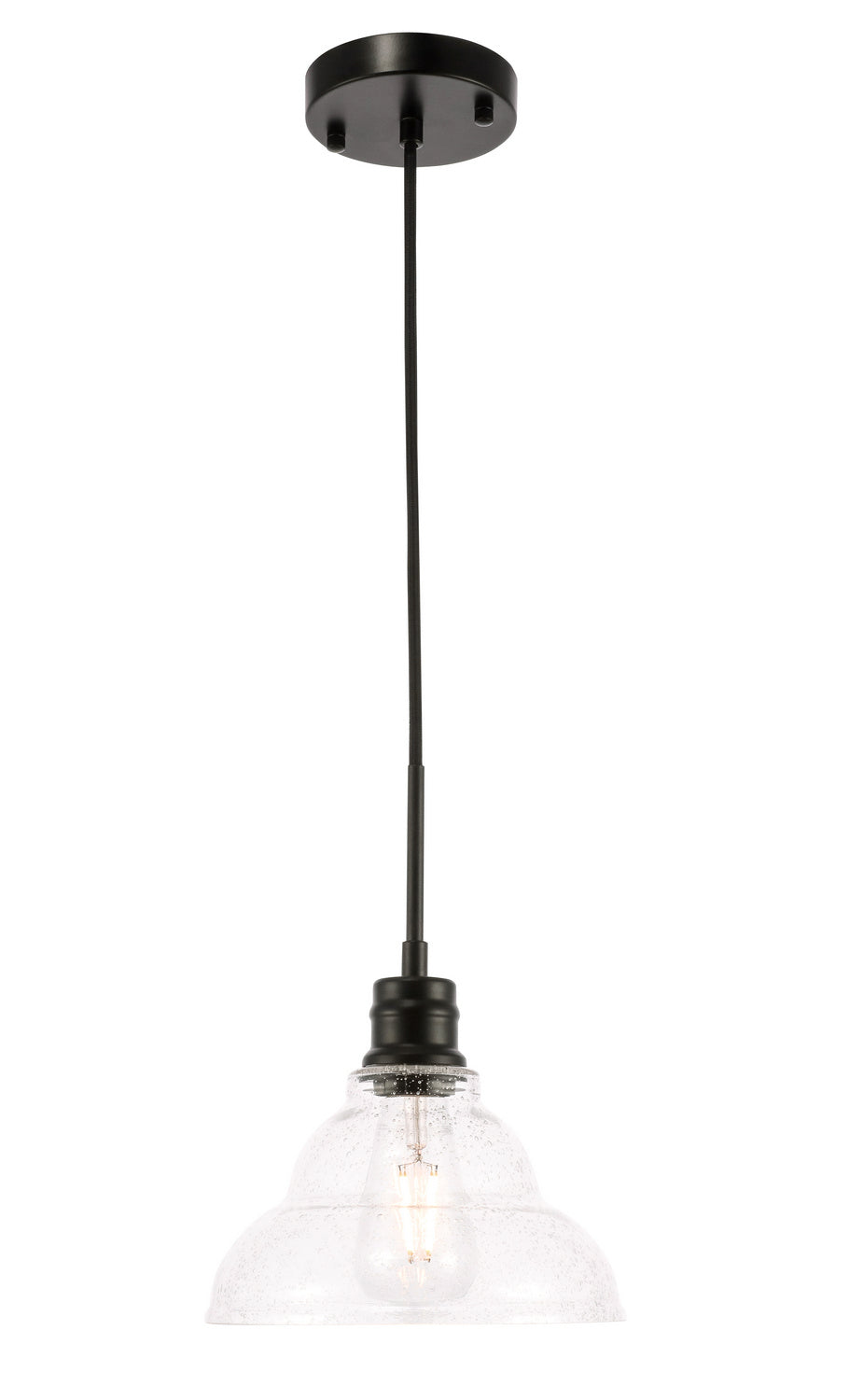 Elegant Lighting - LD6216BK - One Light Pendant - Gil - Black And Clear Seeded Glass