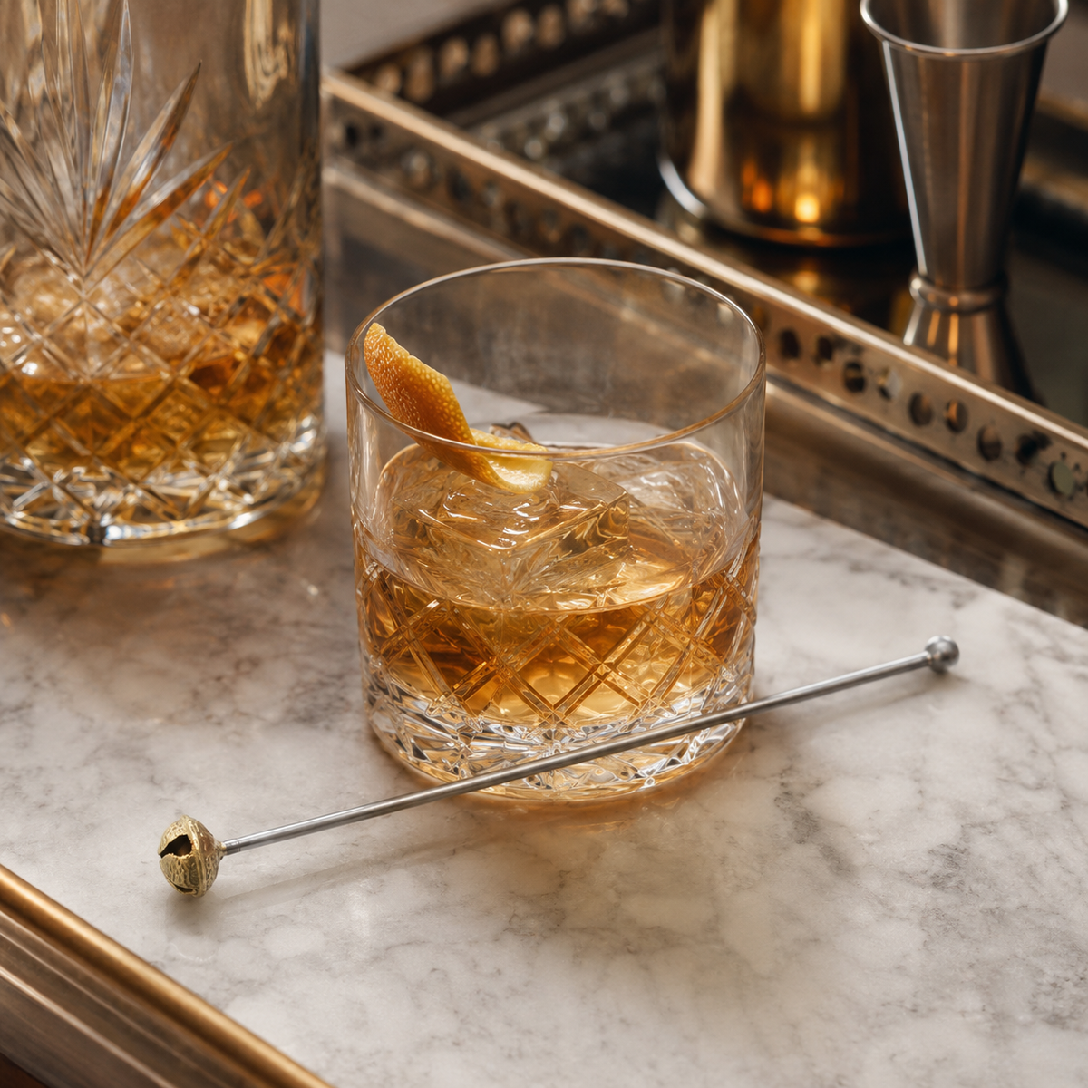 Design Shop Stainless Steel and Brass Bell Cocktail Stirrer, 7.75"L