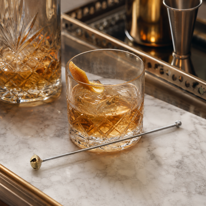Design Shop Stainless Steel and Brass Bell Cocktail Stirrer, 7.75"L