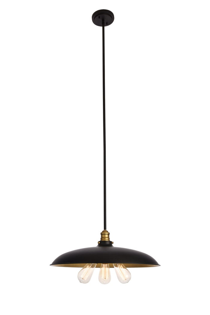 Elegant Lighting Three Light Chandelier from the Anders collection in Black And Brass finish