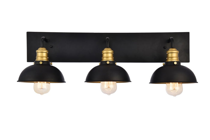 Elegant Lighting Three Light Wall Sconce from the Anders collection in Black And Brass finish