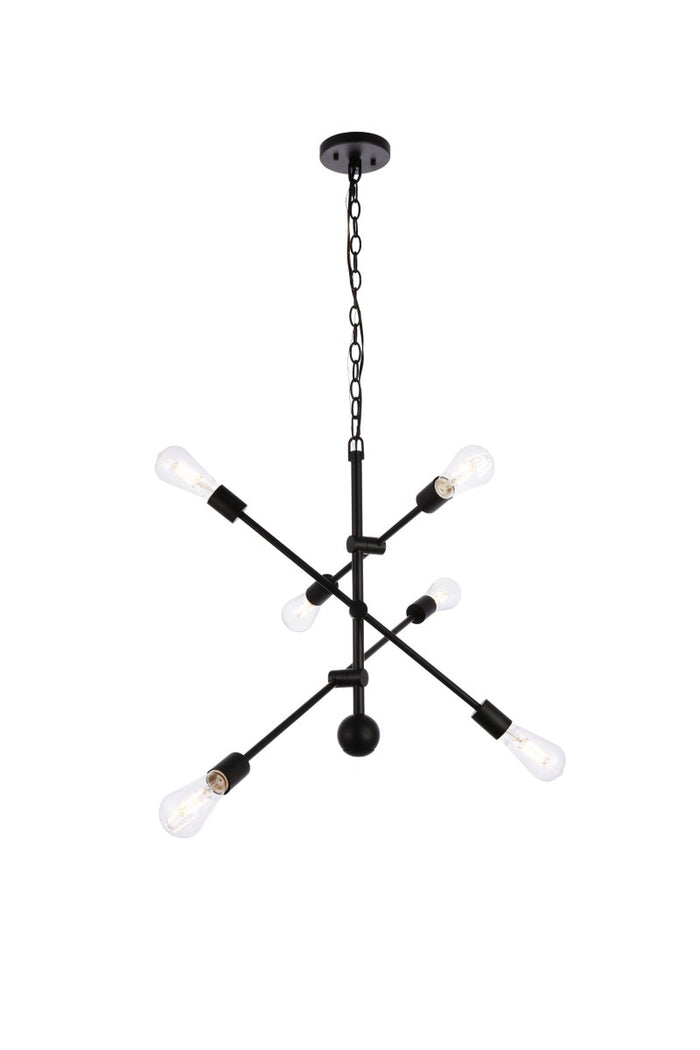 Elegant Lighting Six Light Pendant from the Axel collection in Black finish