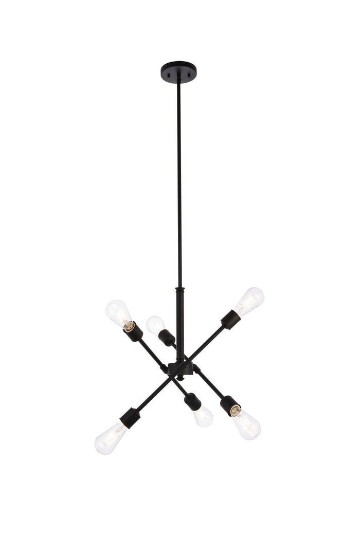 Elegant Lighting Six Light Pendant from the Axel collection in Black finish