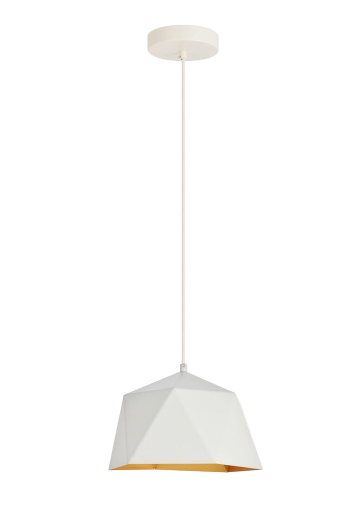 Elegant Lighting One Light Pendant from the Arden collection in White And Golden Inside finish