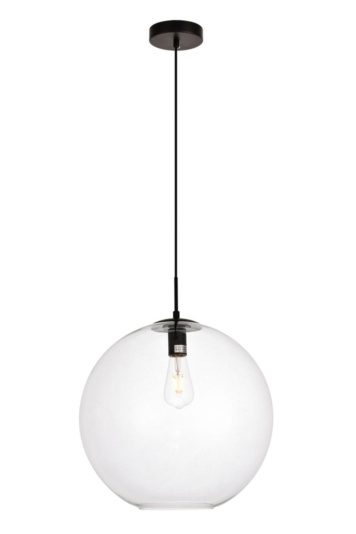 Elegant Lighting One Light Pendant from the Placido collection in Black And Clear finish