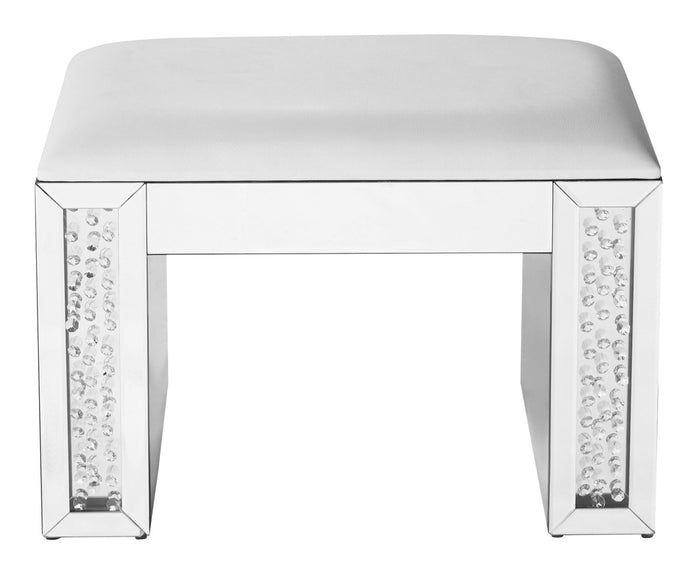 Elegant Lighting Vanity Leather Stool from the Modern collection in Clear finish