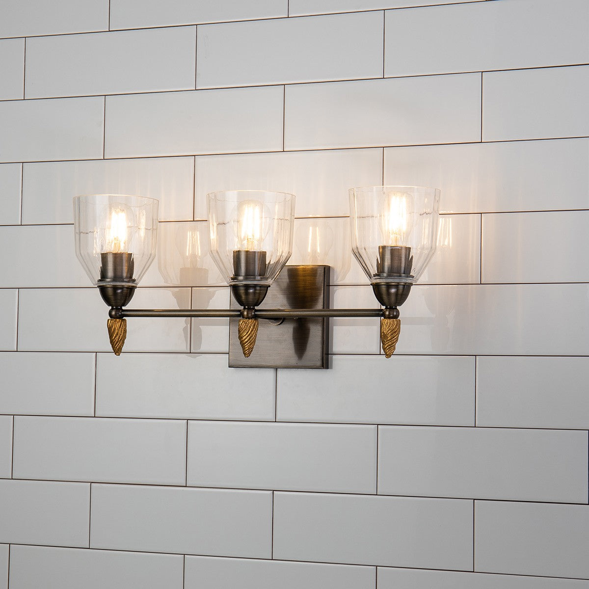 Lucas + McKearn - BB1000DB-3-F2G - Three Light Vanity - Felice - Dark Bronze