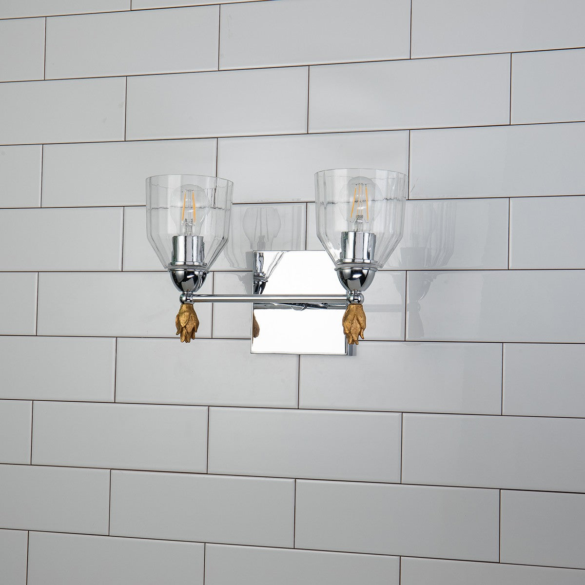 Lucas + McKearn - BB1000PC-2-F1G - Two Light Vanity - Felice - Polished Chrome