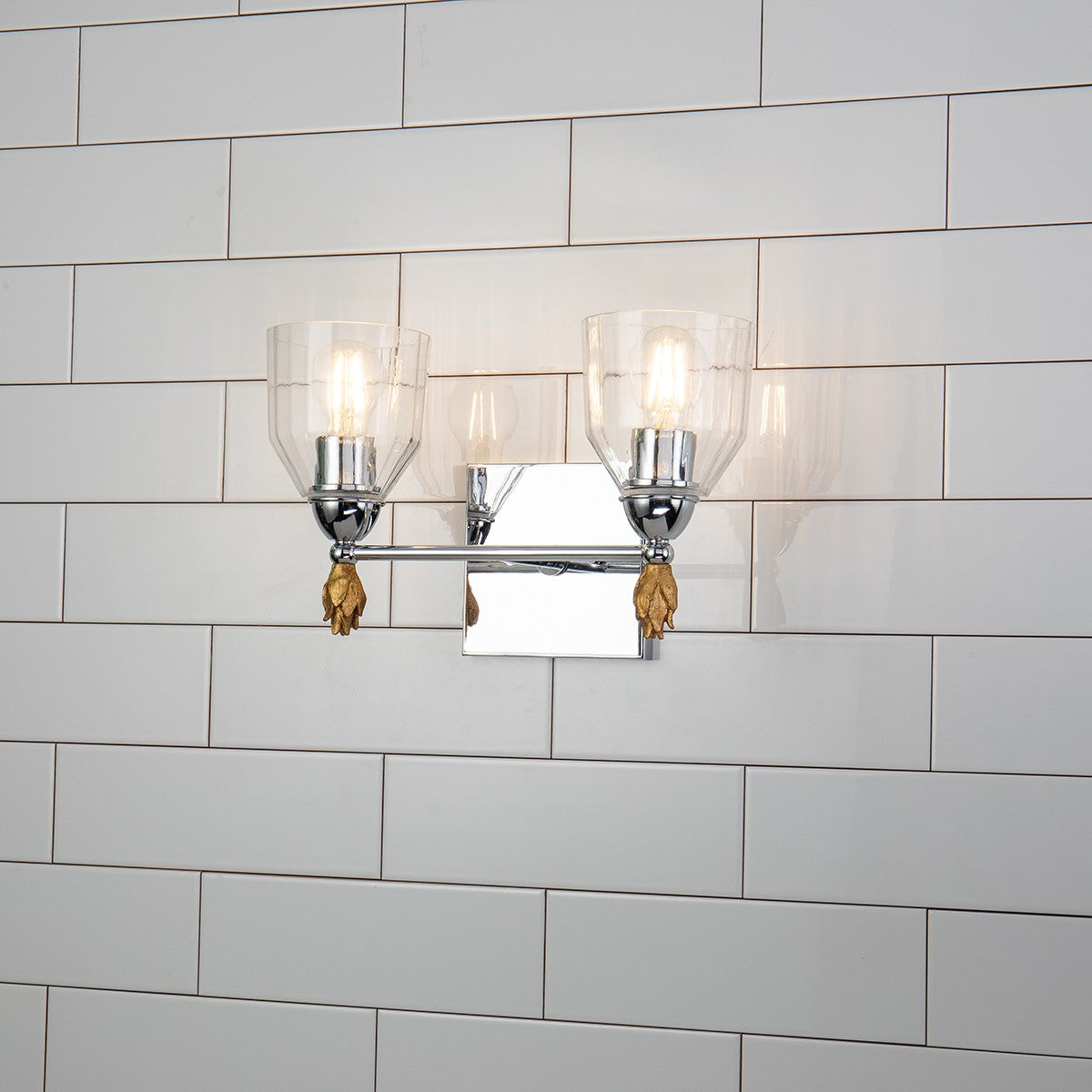 Lucas + McKearn - BB1000PC-2-F1G - Two Light Vanity - Felice - Polished Chrome