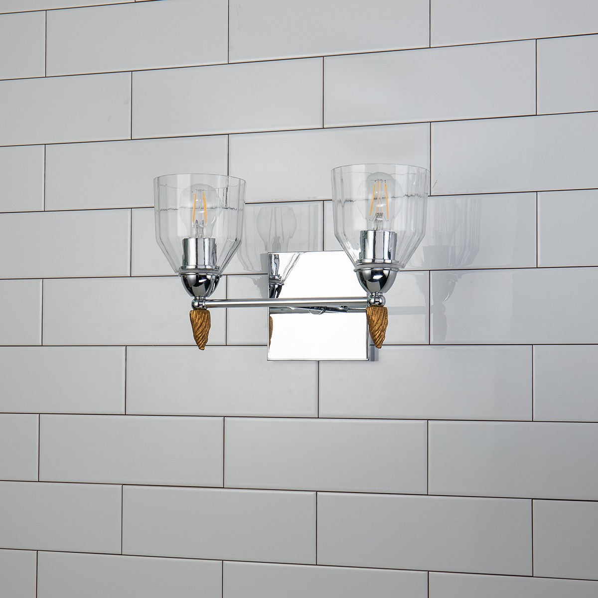 Lucas + McKearn - BB1000PC-2-F2G - Two Light Vanity - Felice - Polished Chrome