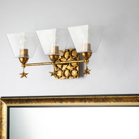 Lucas + McKearn - BB1002G-3 - Three Light Vanity - Star - Gold Leaf