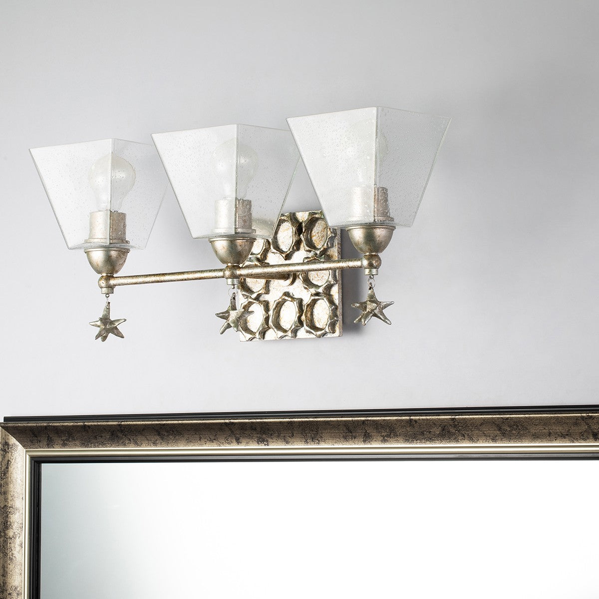 Lucas + McKearn - BB1002S-3 - Three Light Vanity - Star - Silver Leaf