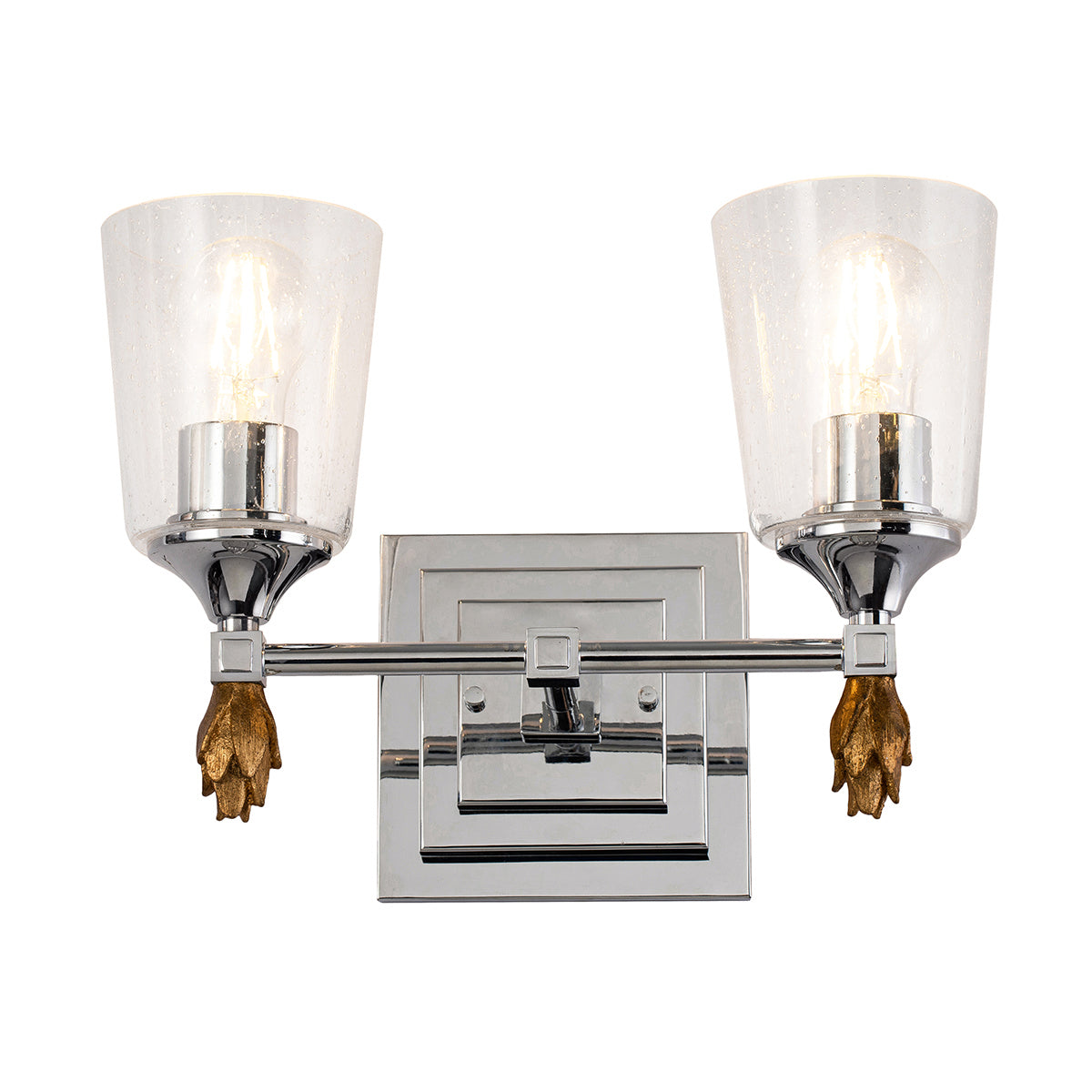 Lucas + McKearn - BB1022PC-2-F1G - Two Light Vanity - Vetiver - Polished Chrome